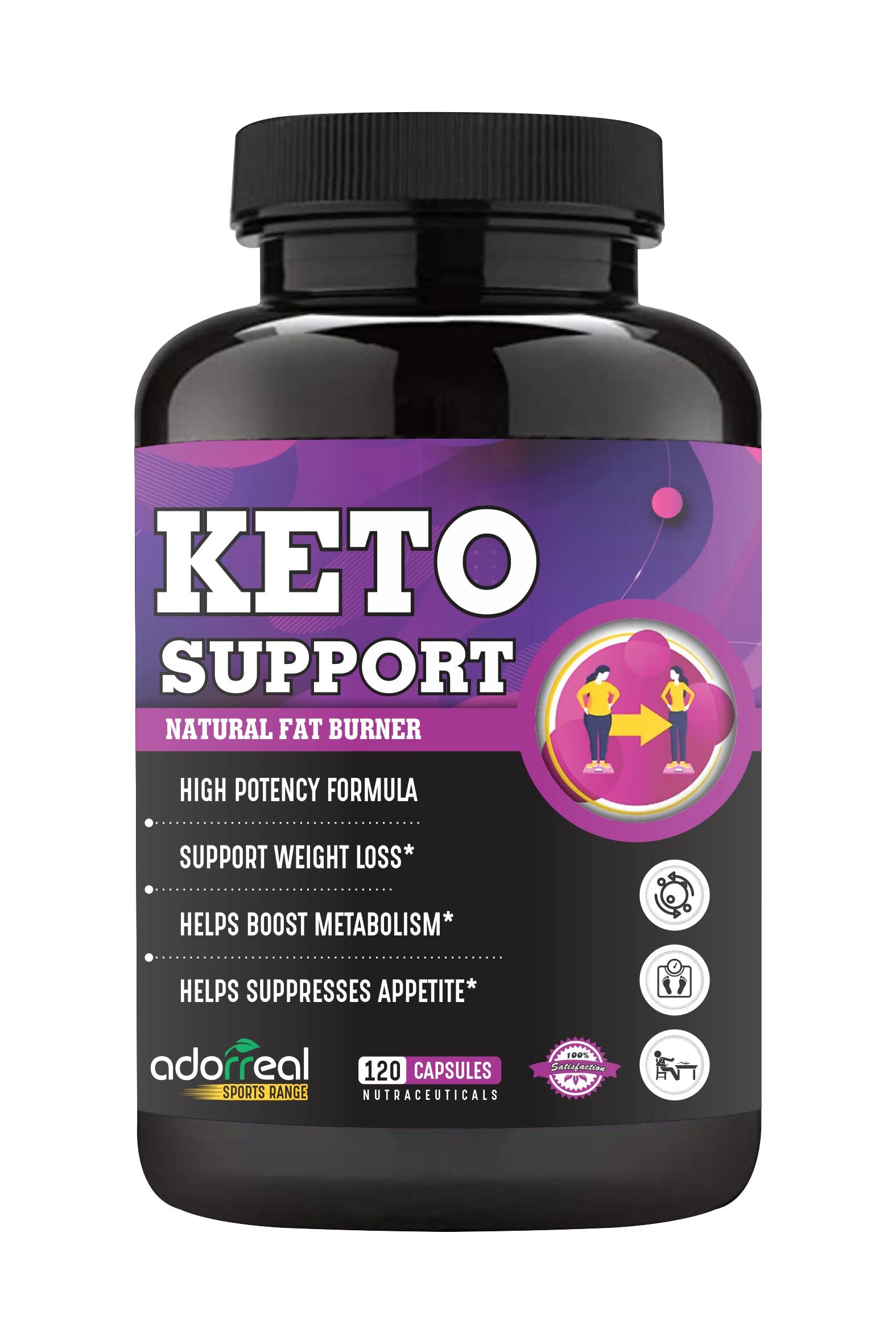 Adorreal Keto Support Natural Fat Burner Capsules – Sports Range – Boosts Metabolism, Supports Weight Loss & Appetite Control – 60 Count