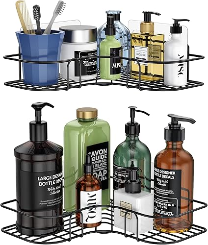 Miniatura 1 de Corner Shower Caddy Shower Shelves for Inside Shower Shower Shelf Adhesive Rust Proof Bathroom Organizer Shower Organizer Corner Shower Rack for