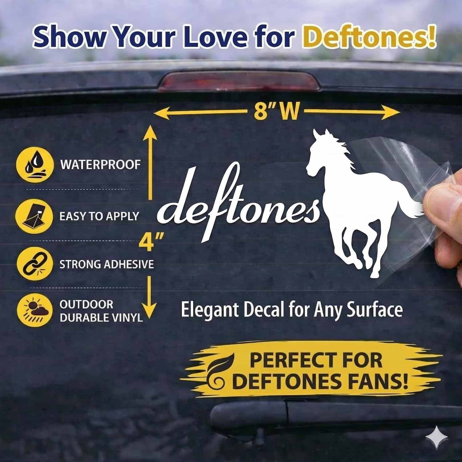 Horse Vinyl Decal Sticker – Pony Silhouette Car Window Sticker, Waterproof Die-Cut Vinyl for Truck, Laptop, Jeep (White 4" x 8")