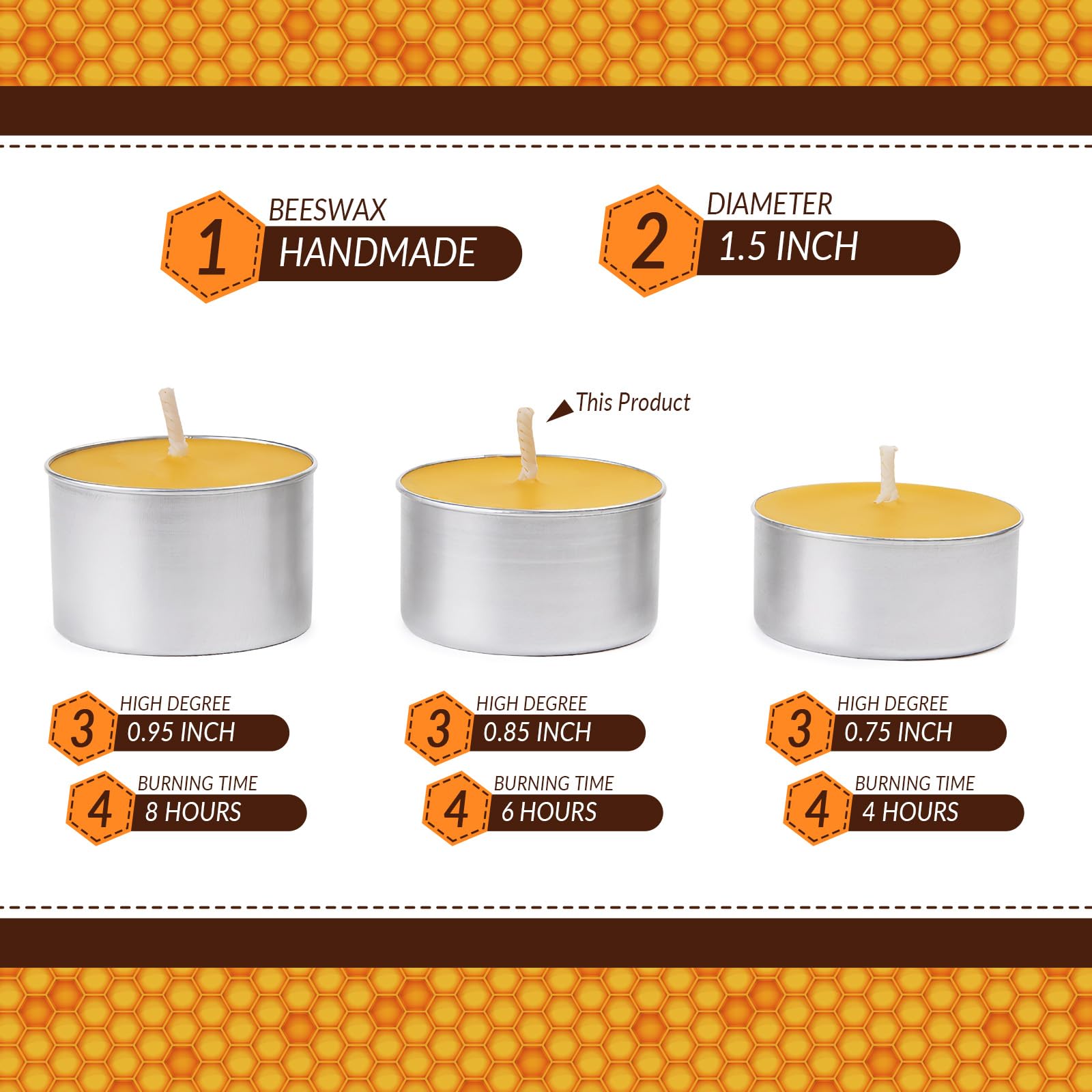 DEYBBY Velas de té de cera de abeja, velas de té de 6 horas, paquete de 40 velas de té sin aroma en taza de aluminio para boda, spa, decoración del hogar