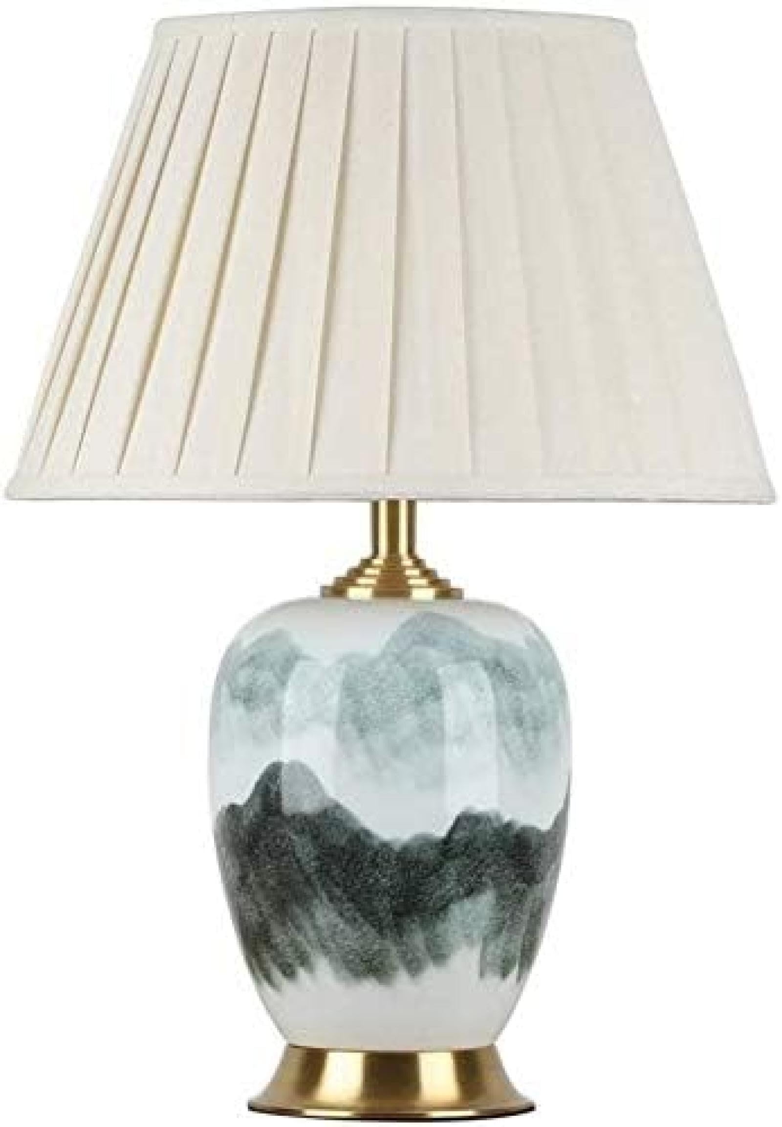 SGKOMN Light Modern Ceramic Table Lamp Simple Hotel Living Room Bedroom Study Bedside Lamp Chinese Classical Ceramic Table Lamp