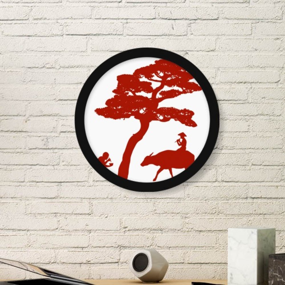 Décoration murale ronde pour habiller un mur vide avec une silhouette chinoise noire