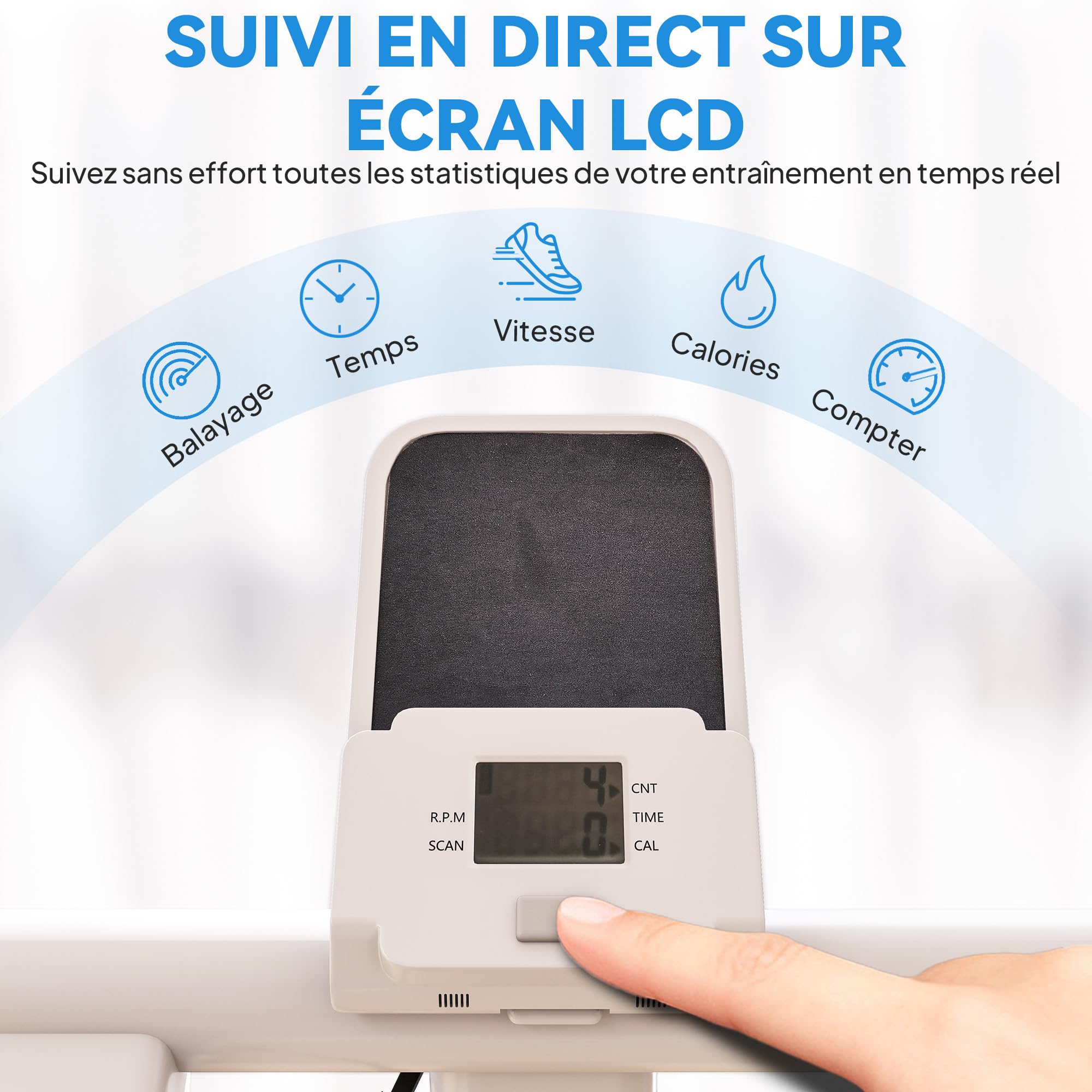 SPORTNOW Stepper escalier Pliable Climber stairmaster pour Exercice de Gym à Domicile, Machine Verticale pour entraînement du Corps avec pédales réglables et écran LCD, Machine à Pas compacte, Blanc