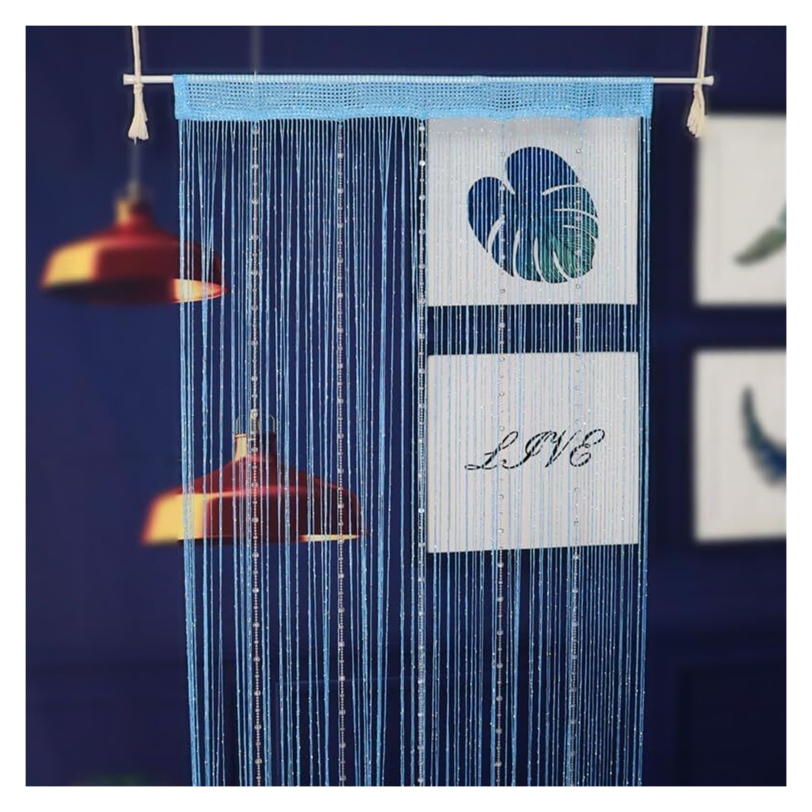 Rideau à cordes pour portes bleu idéal pour décoration fête et ambiance salon