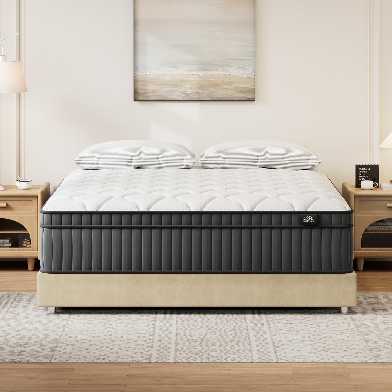 KolaDream 12 Inch Full Size Mattress, Gel Memory Foam and Pocket Spring Hybrid with Plush Feel Zero Pressure Mattresses in a Box, Motion Isolation,