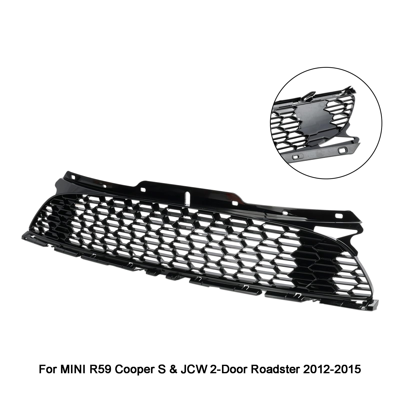 Griglia paraurti anteriore Gloss Black Front Bumper Grill Grille Fit for Mini R55 R56 R57 R58 R59 Cooper S & for JCW (No Logo)
