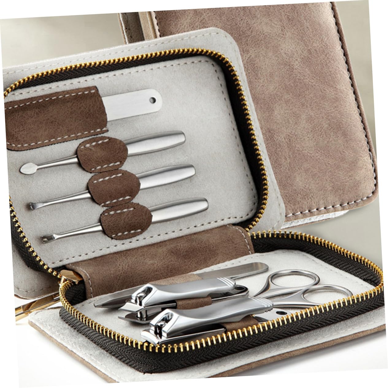 Acier Inoxydable Kit de Manucure Argenté Coupe-ongles 8 Pièces