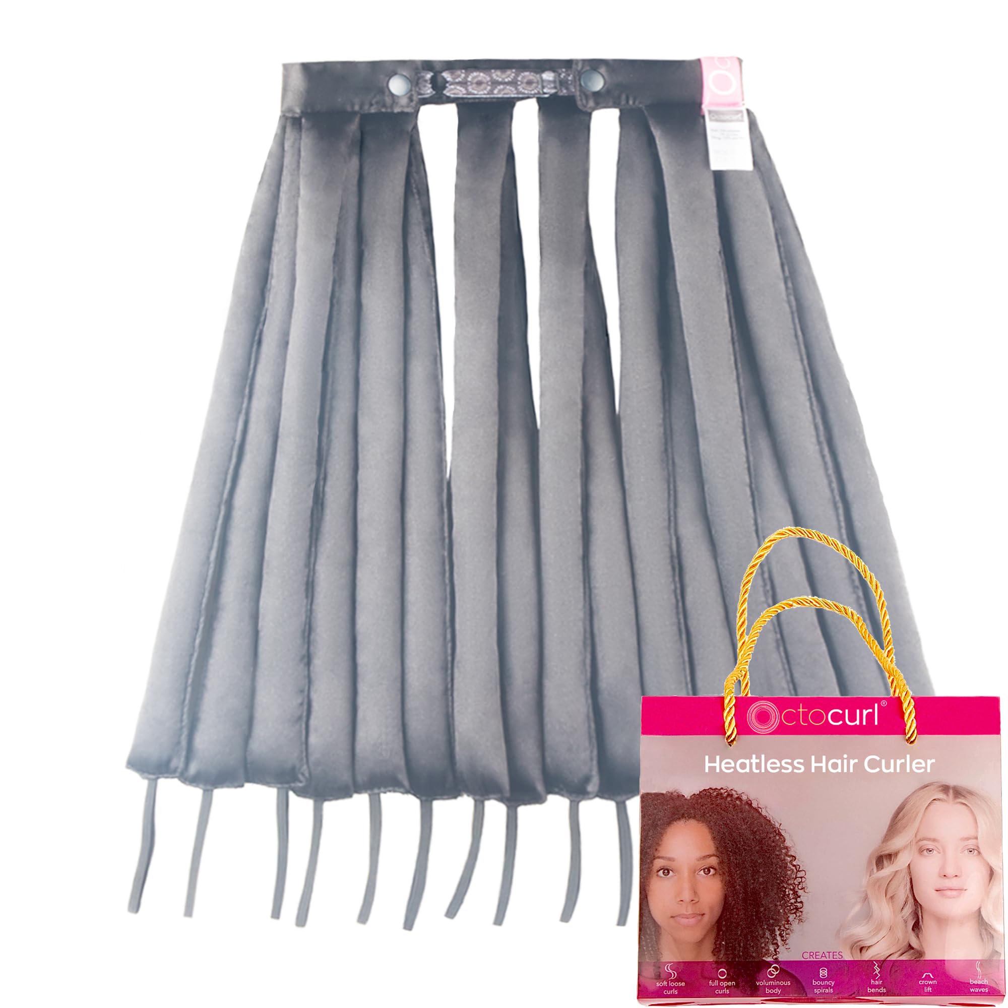 Octocurl: Soft No Heat Hair Curlers for Overnight (Long Hair, Satin - It’s Pitch Black)