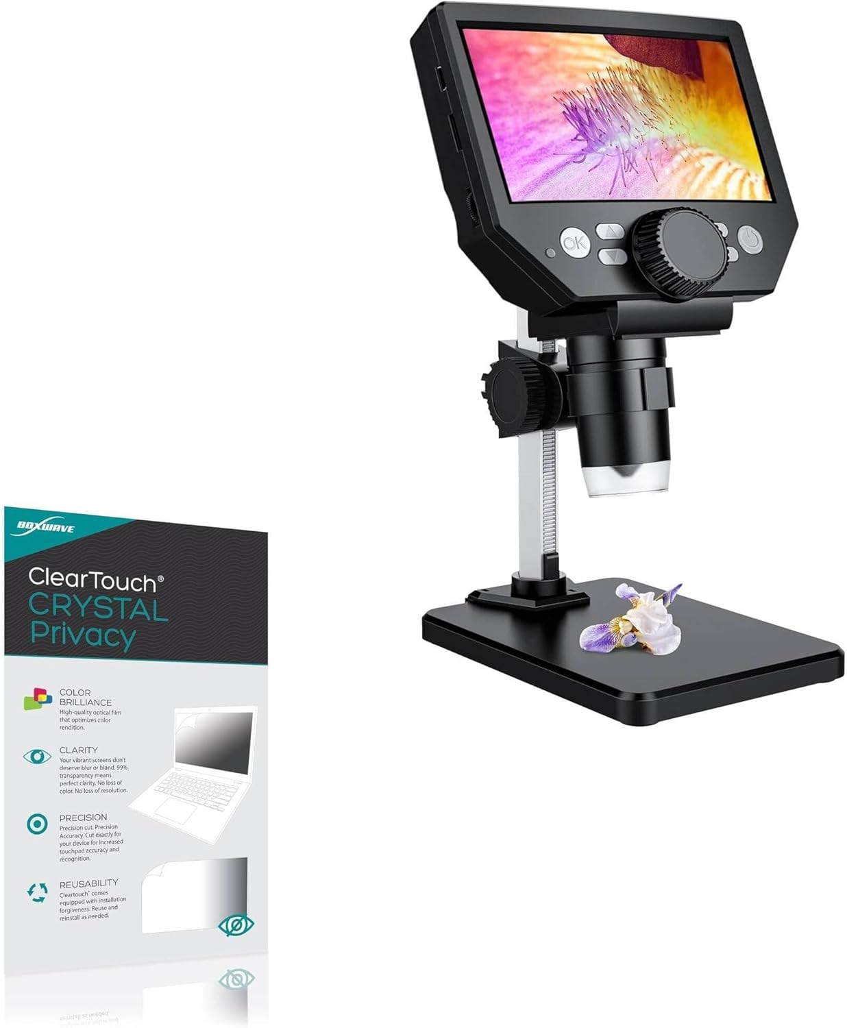 BoxWave Screen Protector Compatible With PalliPartners 1080P Microscope (4.3 in) - ClearTouch Crystal Privacy (2-Pack), Privacy Screen Protector Flexible Film Clear
