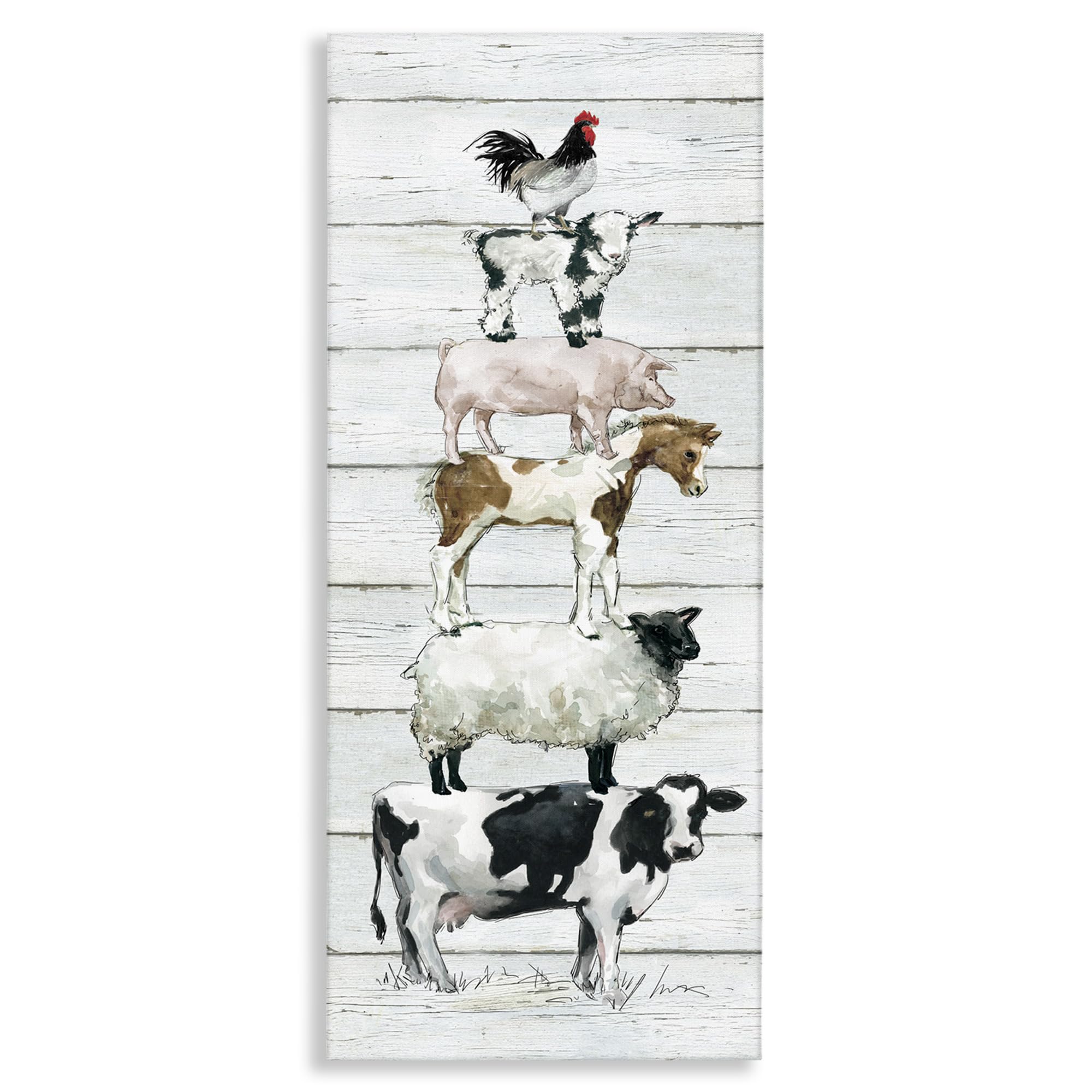Amazon.com: Stupell Industries 'Country Farm Animal Stack'| Canvas
