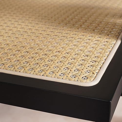 Miniatura 6 de Juego de 4 sillas de comedor de caña de ratán, color negro, para comedor con reposabrazos