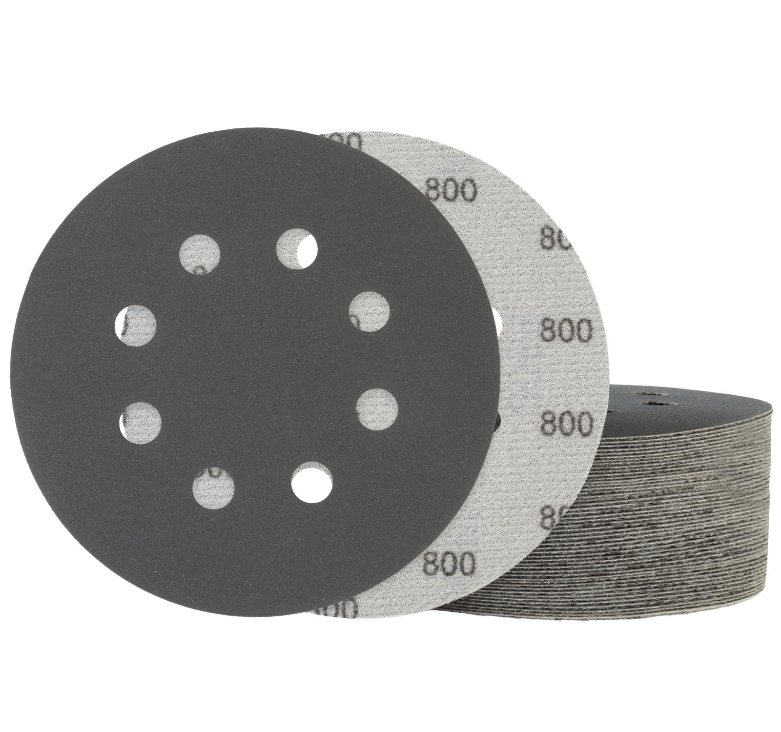 50 PCS 125mm Sanding Discs 800 Grit Wet and Dry Sandpaper 8-Hole Hook and Loop Sandpaper Round Orbital Random Sander Discs for Polishing Wood, Metal, Wall and Car