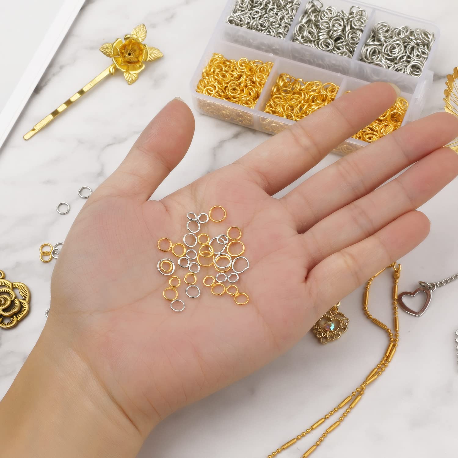 1800 pezzi Anelli di Salto Aperti 4 mm 5 mm 6 mm Dimensioni