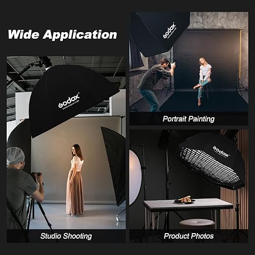 Miniatura 6 de Godox SB-UE Octagon Softbox 47"/120cm Paraguas Softbox Reflector con rejilla de panal para flash Speedlight (montaje Bowens)
