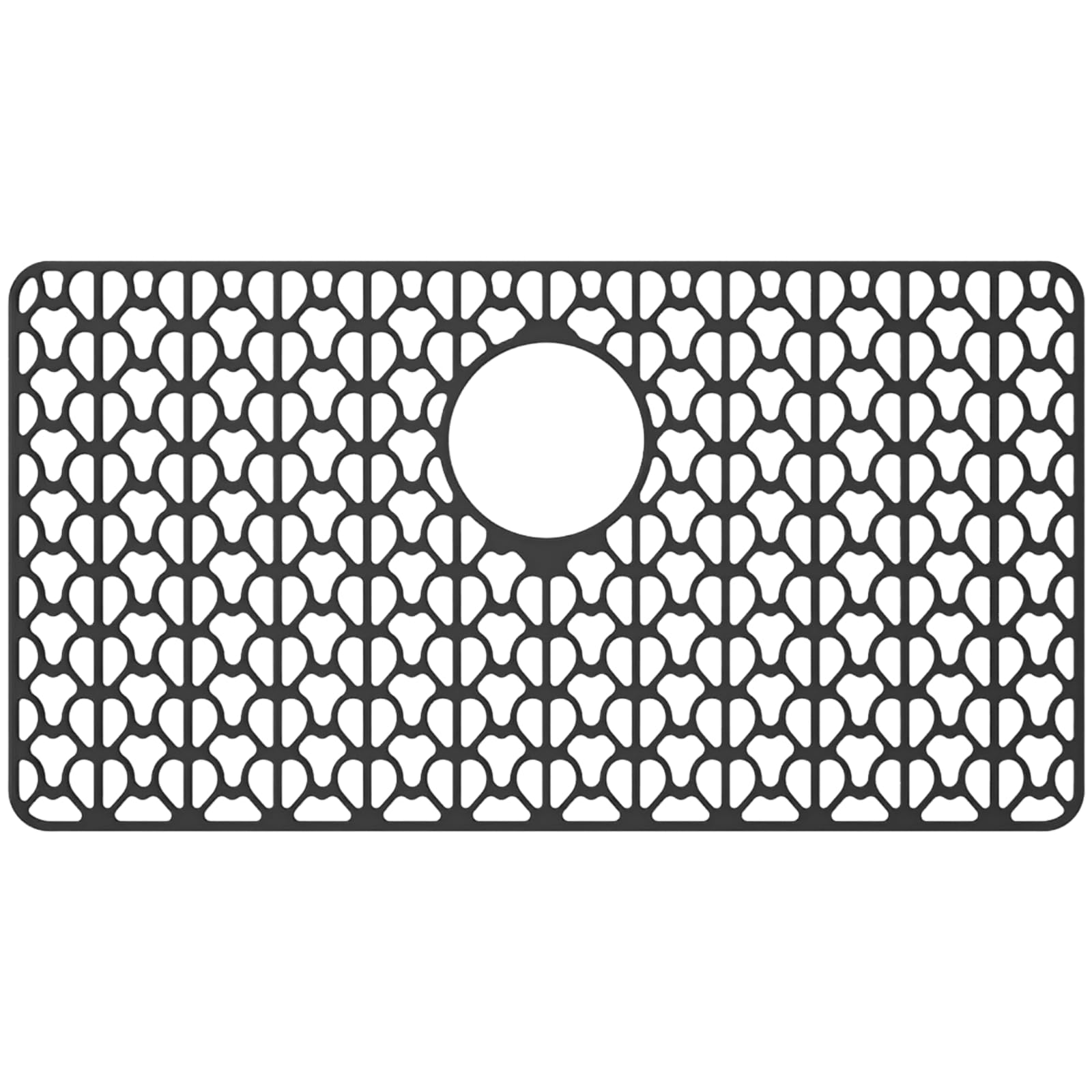 Silikon-Spülbeckenmatte, 26 Zoll/66 cm mit Mittelloch, rutschfest, Kratzfest, wärmeisolierend, schnell drainierend, für große Spülen, robuste Schutzunterlage für Küchen-Spülenboden