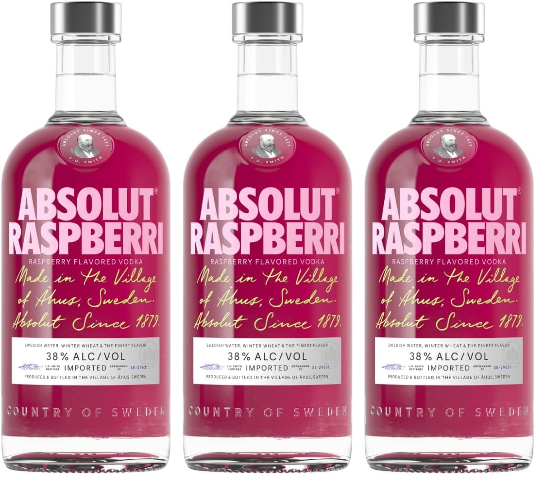 Absolut RASPBERRY Flavored Vodka 38% Vol. 0,7l (Lot de 3)
