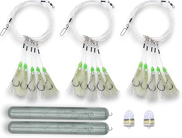 Deep Drop Glow Squid Bundle - 3 Rigs, 2 Deep Drop Lights, 2 Deep Drop Weights