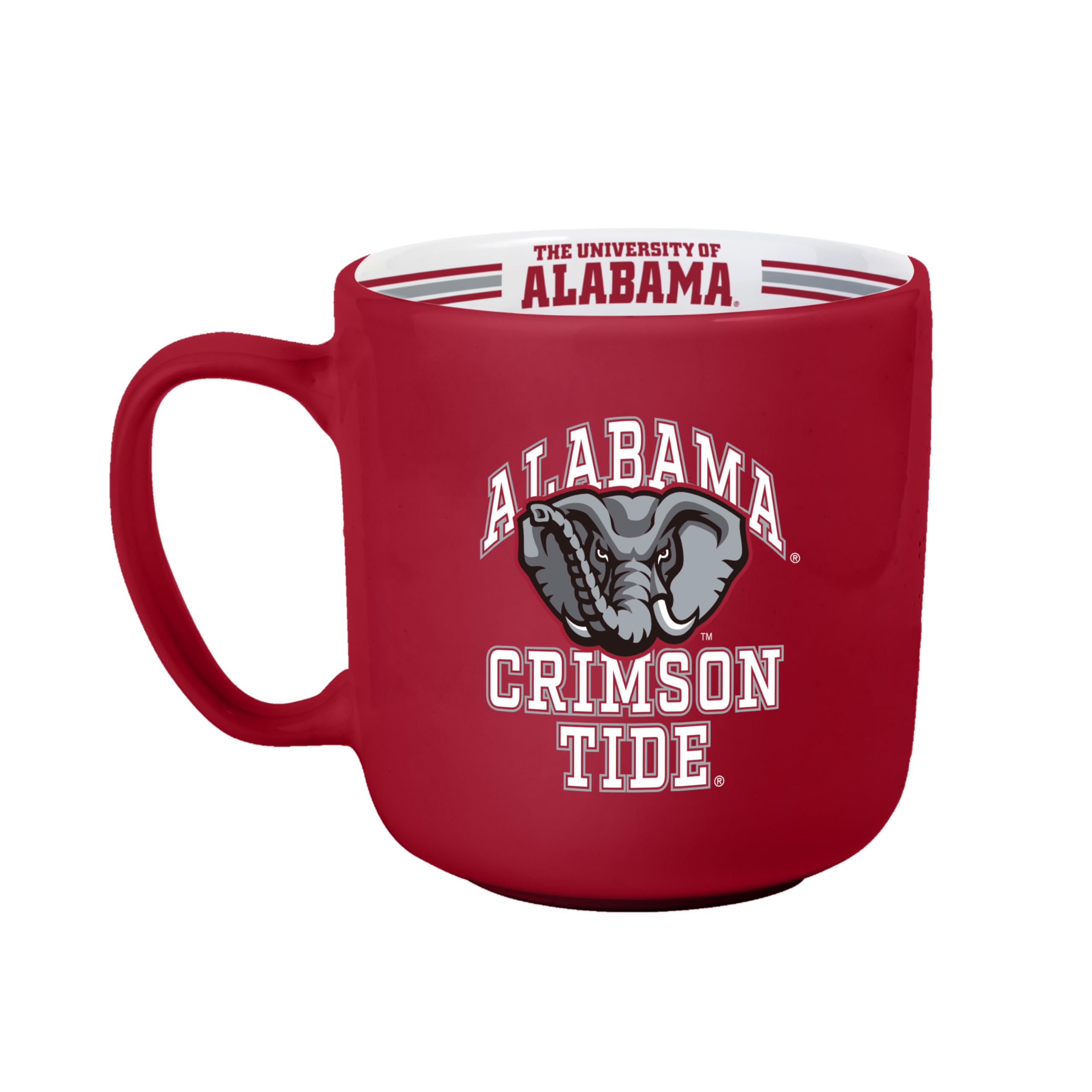 Logo Brands NCAA Alabama Crimson Tide 15oz Stripe Mug - Team Logo, Inside Print, Standard Handle, Microwave &amp; Dishwasher Safe