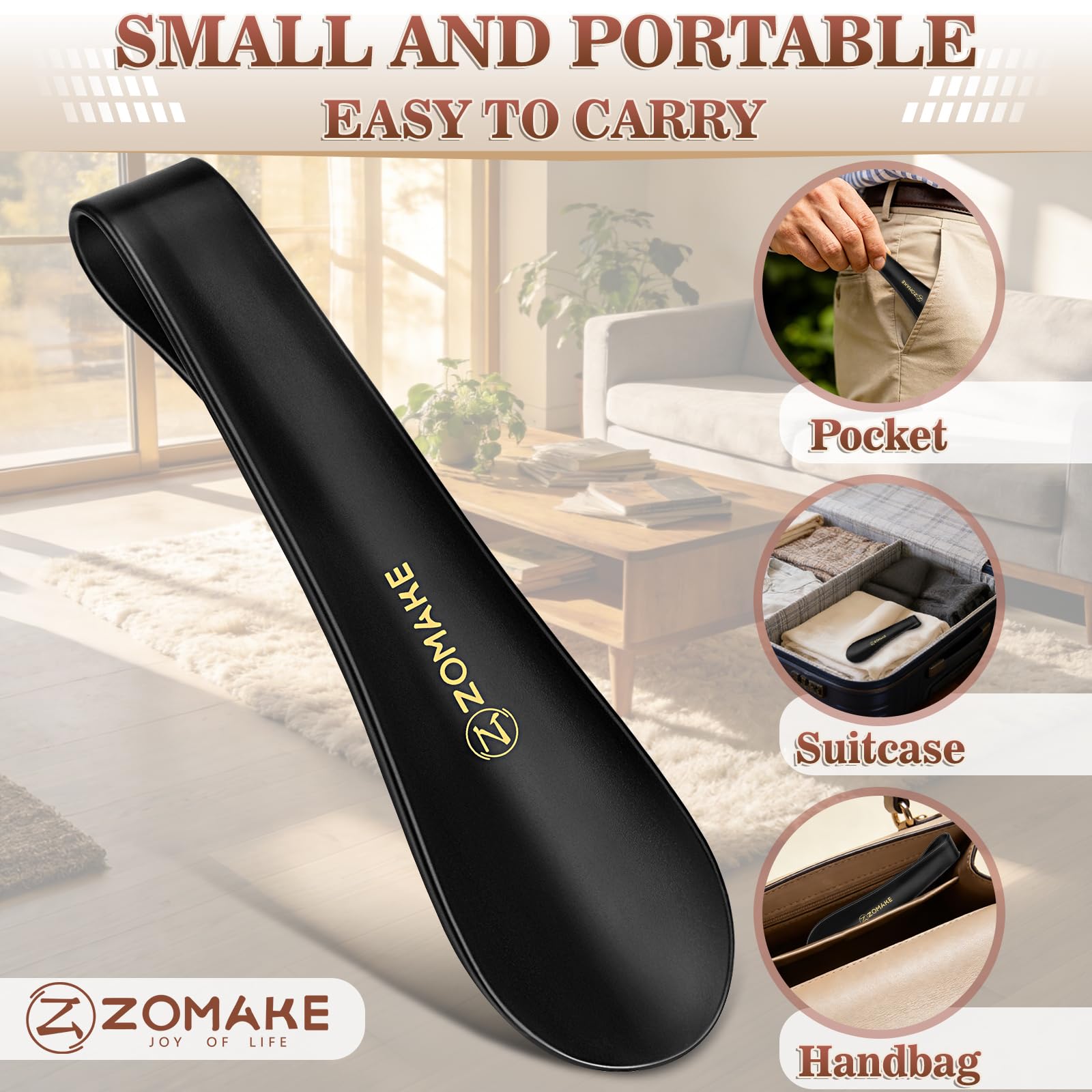ZOMAKE Calzador de Plastico,7.5inch Calzador de Zapatos Plastico Pequeño,Mini Calzador Zapatos Pequeno de Viaje para Mujeres Embarazadas Ancianos Y Niños