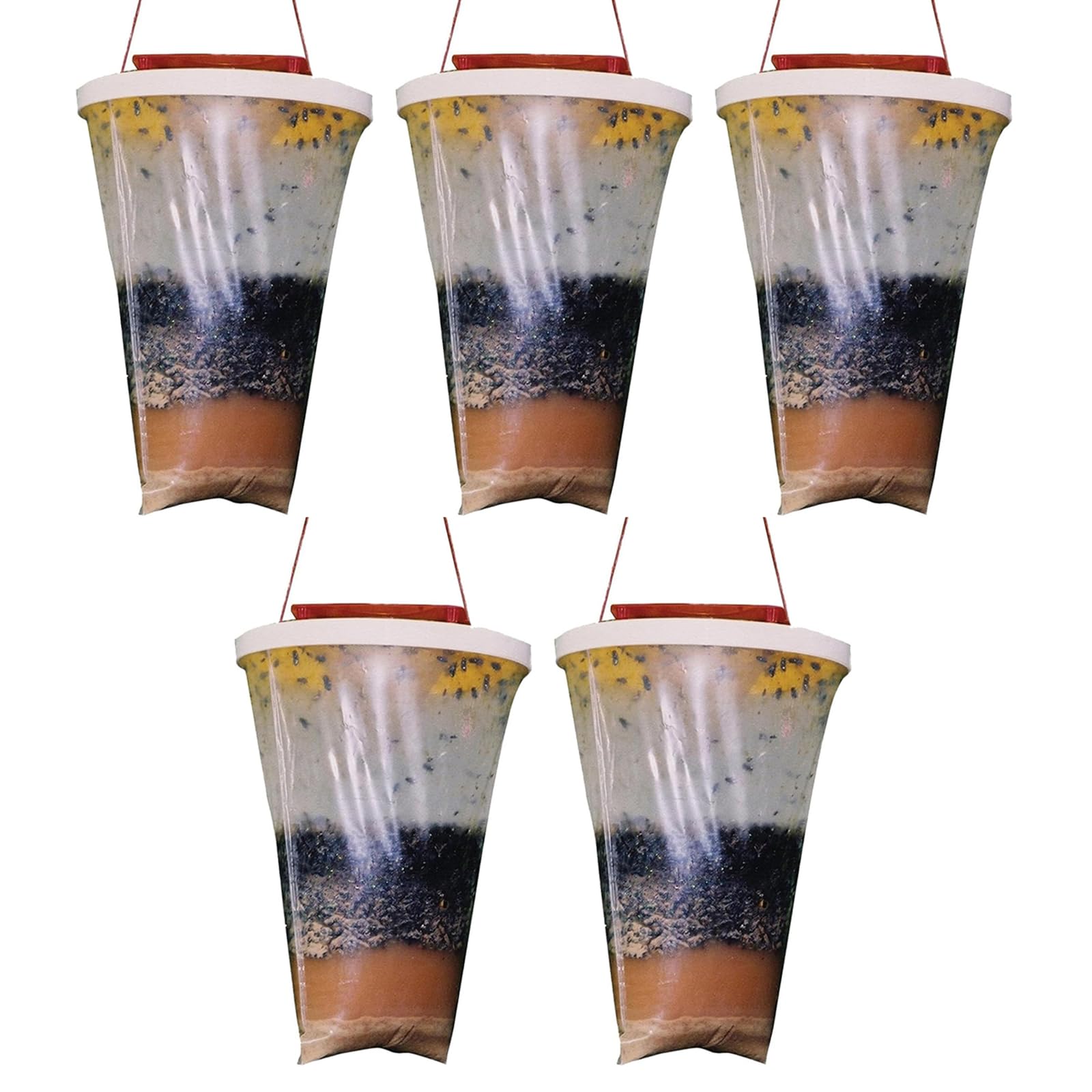 Piège à mouches extérieur Lot de 5 sacs jetables suspendus avec appât