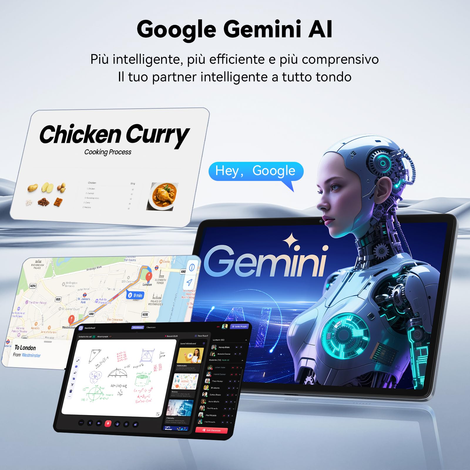 VekfulPC Tablet con tastiera Android 15 10" tablet in offerta 24GB RAM + 256GB ROM (2TB TF), Octa-Core, 5000 mAh, 8 MP + 5 MP, Gemini AI, Widevine L1, 5G WiFi, GPS, Face ID