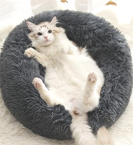 Gavenia - Cama para gatos de interior lavable, cama en forma de donut para gatos y perros, cojín de felpa suave para mascotas, parte inferior
