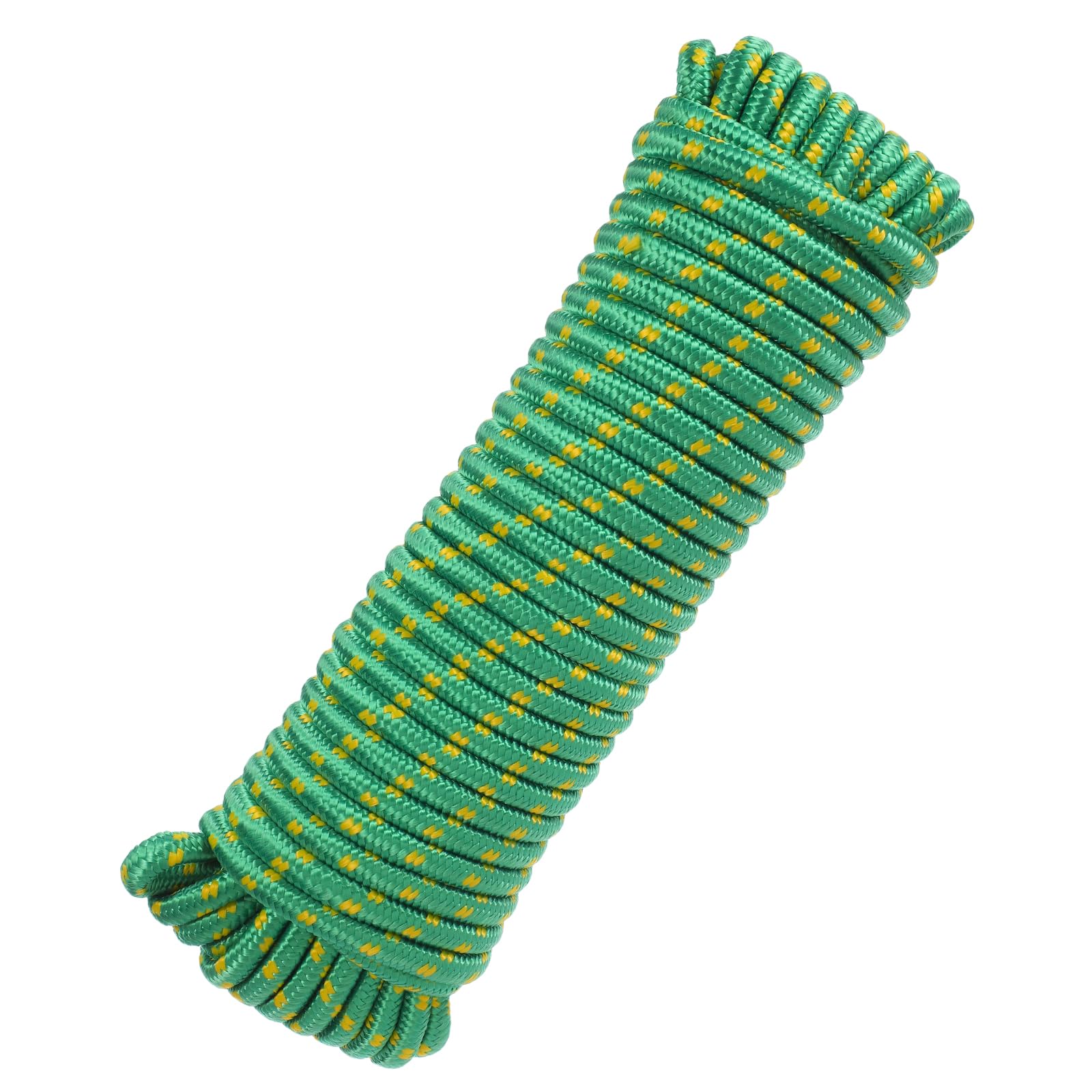 QUARKZMAN 10 mm x 27,5 m lina polipropylenowa solidna pleciona uniwersalna linka do łodzi, na kemping, chorągiewka, linka do prania na zewnątrz, zielona/żółta