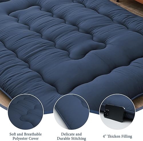 Miniatura 4 de DAICO Colchón japonés de suelo tipo futón, tamaño individual, 39 x 80 pulgadas, 4 pulgadas, tapete de tatami grueso, tapete plegable enrollable para