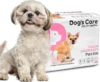 DOG’S CARE Fralda Descartável Para Cães Fêmeas de 3 a 6kg - Fralda Absorvente Para Cachorros Idosos e Filhotes - Tamanho P - 12 Unidades