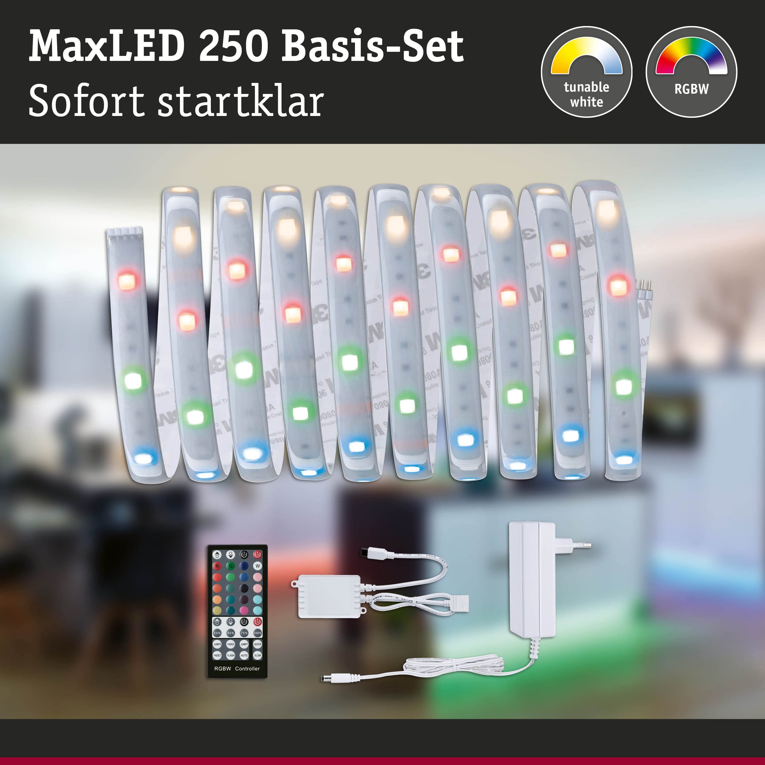 Paulmann 79881 LED Stripe MaxLED 250 zestaw podst. 3m RGBW IP44 Protect Cover, 1x18 W Stripe Strip taśma oświetleniowa 3000 K