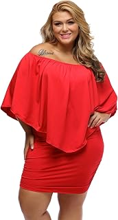 Women's Sexy Off Shoulder Ruffles Multiple Dressing Layered Plus Size Mini Dress