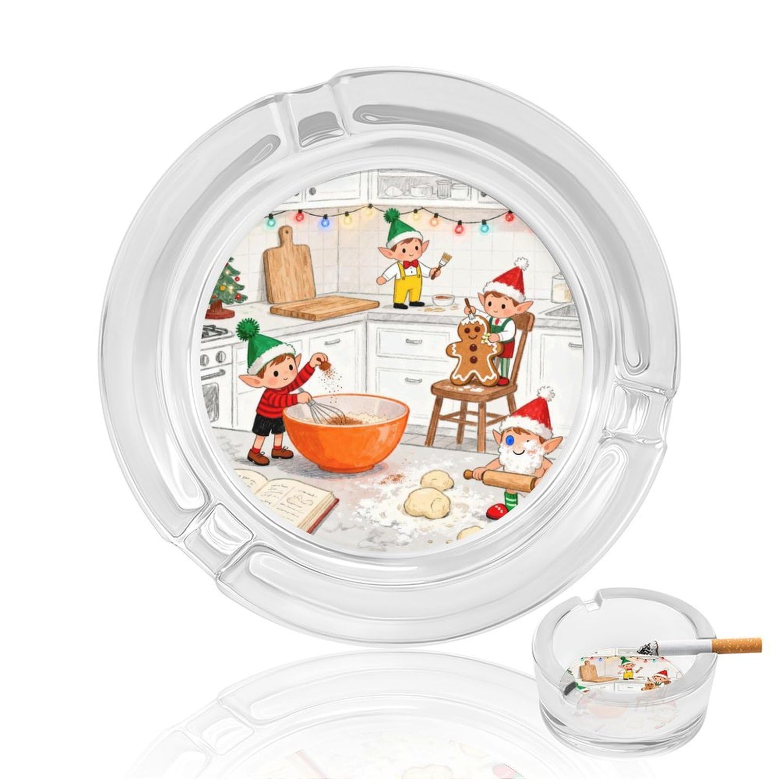 Cendrier pour fumeurs décoration maison et bureau motif elfe en verre