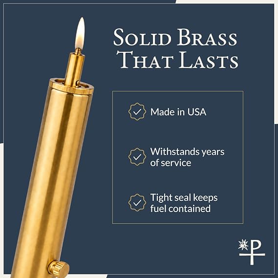 Religious Supply Center - Refillable Candle Lighter for Church Candlelighters, Made in USA with Solid Brass