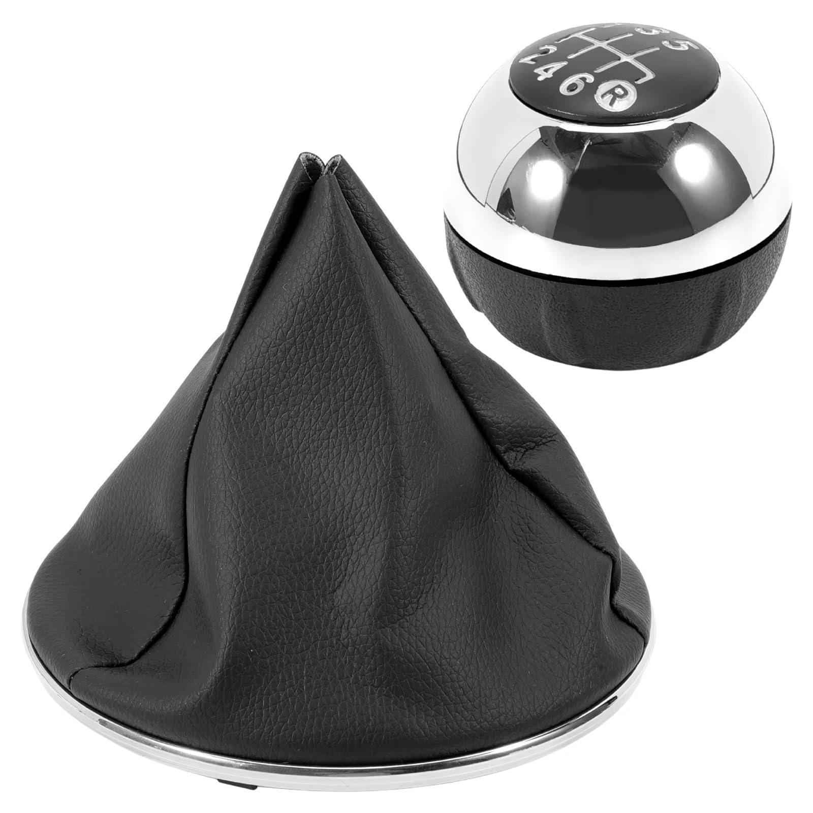 PASECVB Compatible with Fiat for 500 500C 2007 6 for Speed Gear Shift Knob with Silver Frame and Retention Bezel OEM：6930526 6930528 6930505