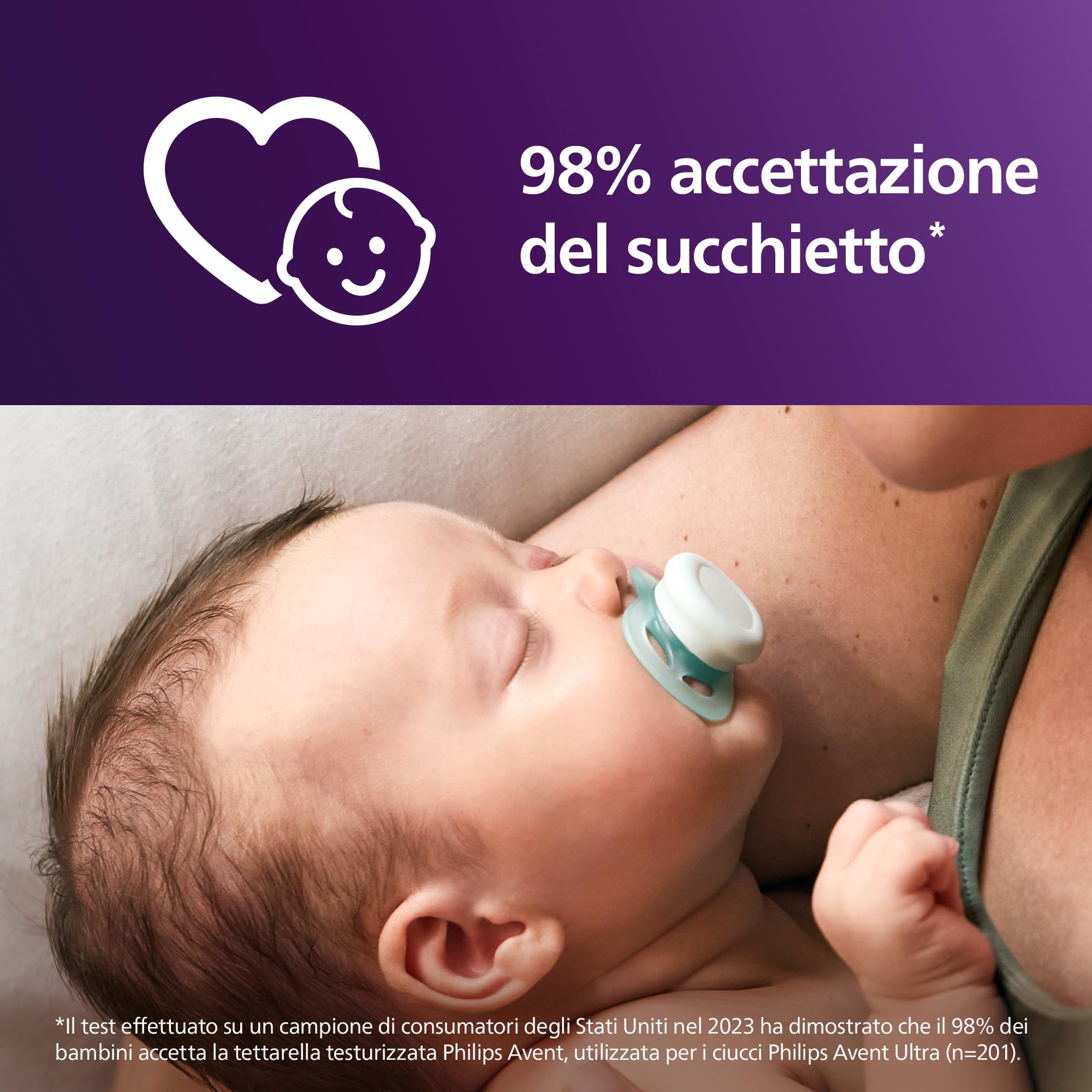 Philips Avent Ultra Start Ciuccio ortodontico neonati silicone senza BPA custodia sterilizzazione confezione da 2 SCF075/12