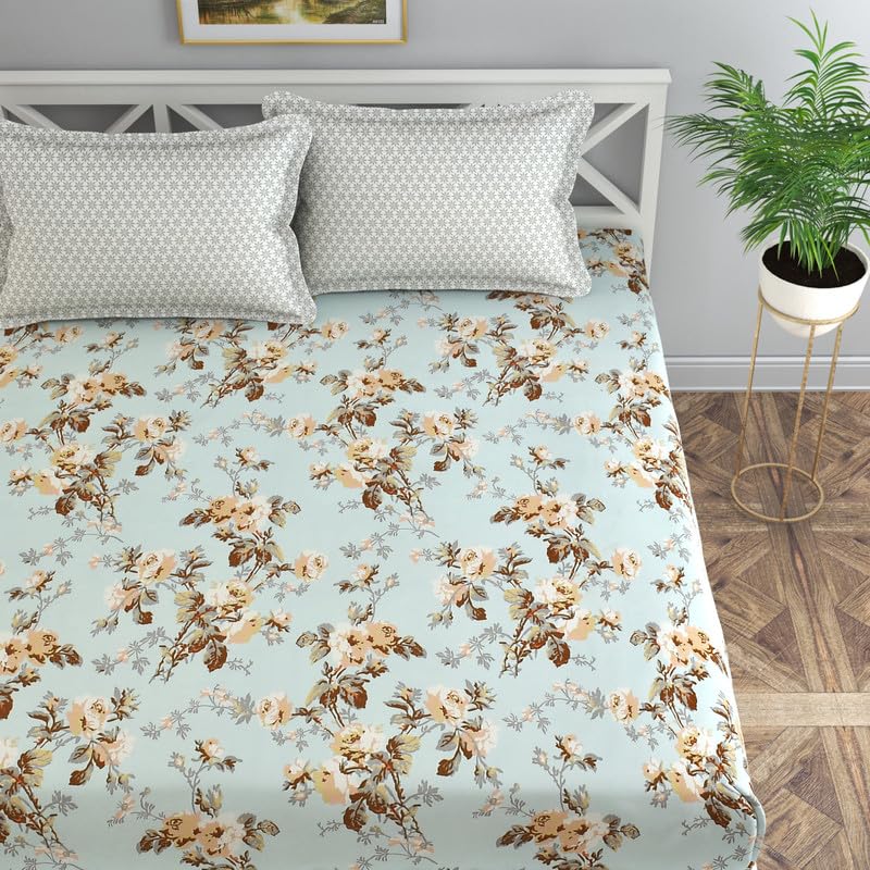 Image of Florida Polycotton Bedsheet (Reeva Blue, Super King)