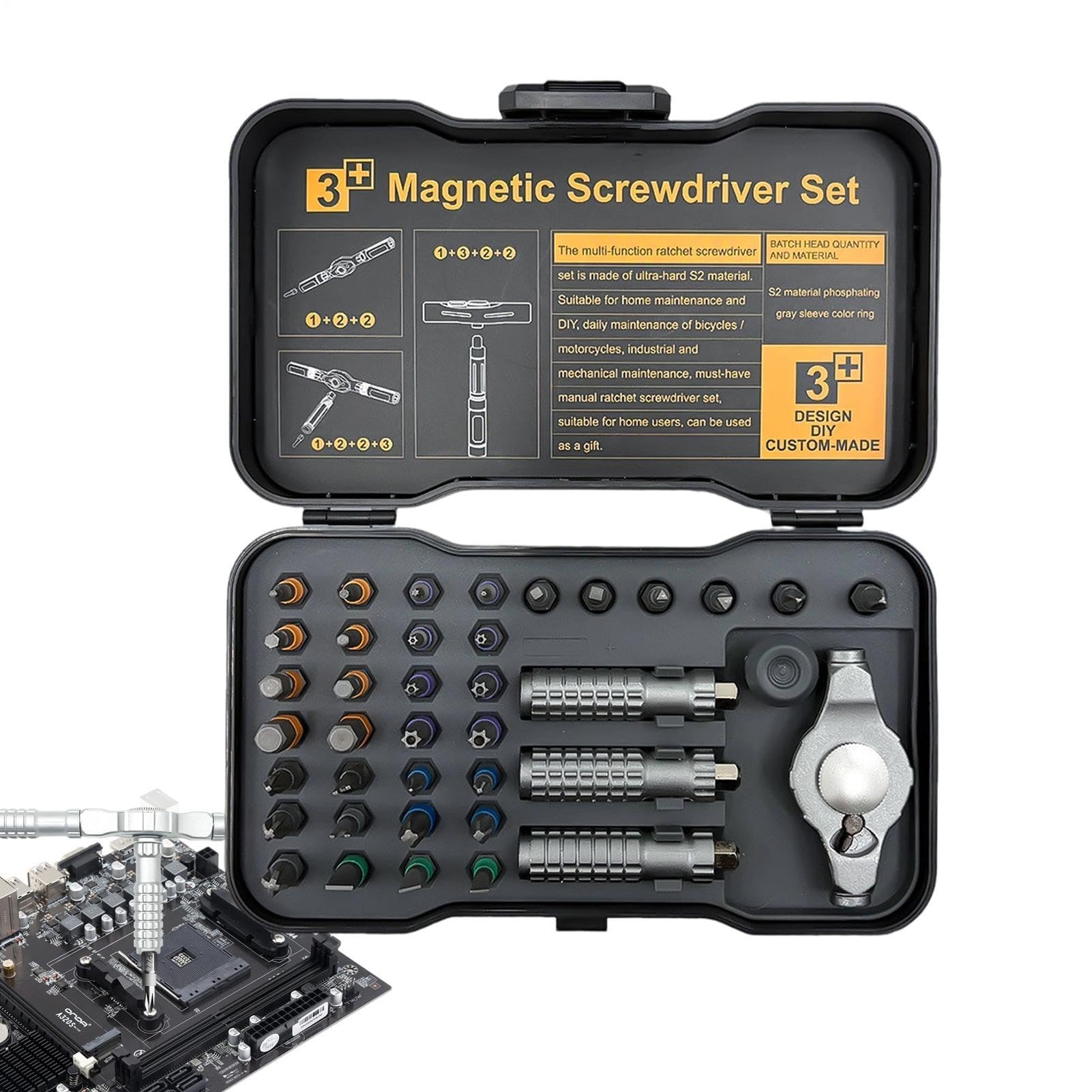 Zestaw Wkrętaków Magnetycznych 39-W-1 Magnetyczny Odłączany Uchwyt | Wkrętak Do Elektroniki Do Domu, Biura, Samochodu, Komputera, Telefonu I