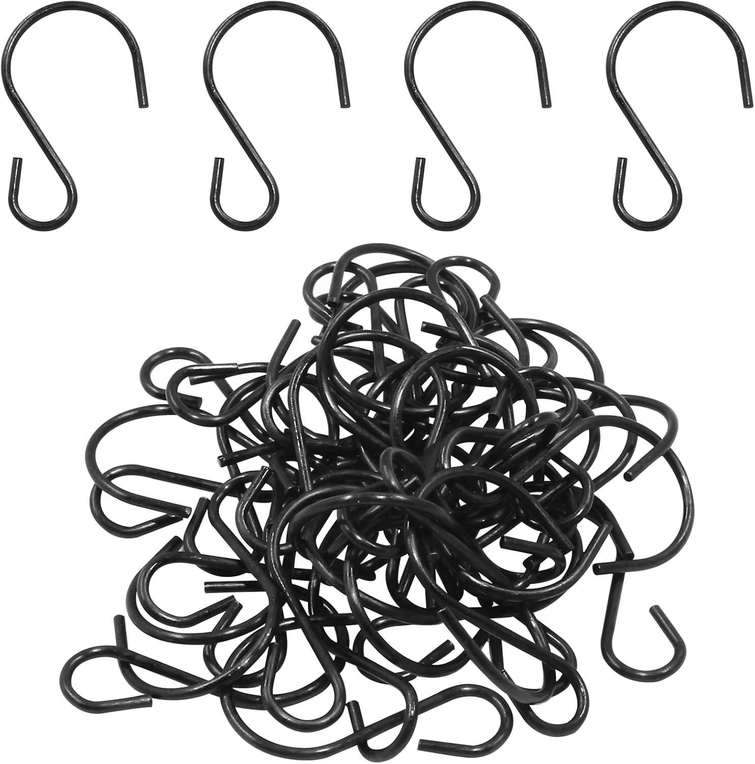 Auvotuis 40PCS Small Hanging Hooks 1 Inch Mini S Hooks, Heavy Duty Black Metal Hooks