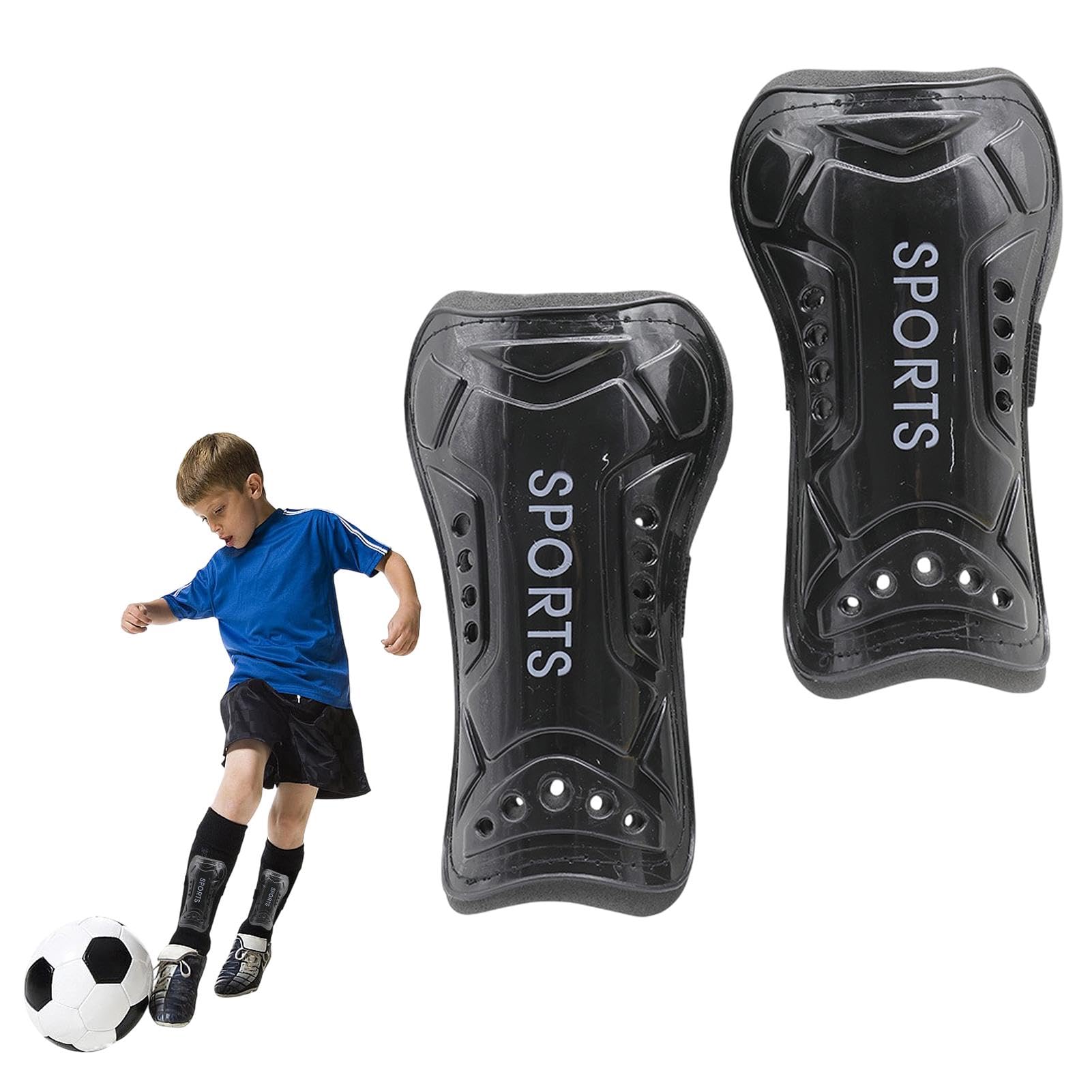 Football Shin Guards - Impact Resistant Protection for Junior Boys and Girls Soccer