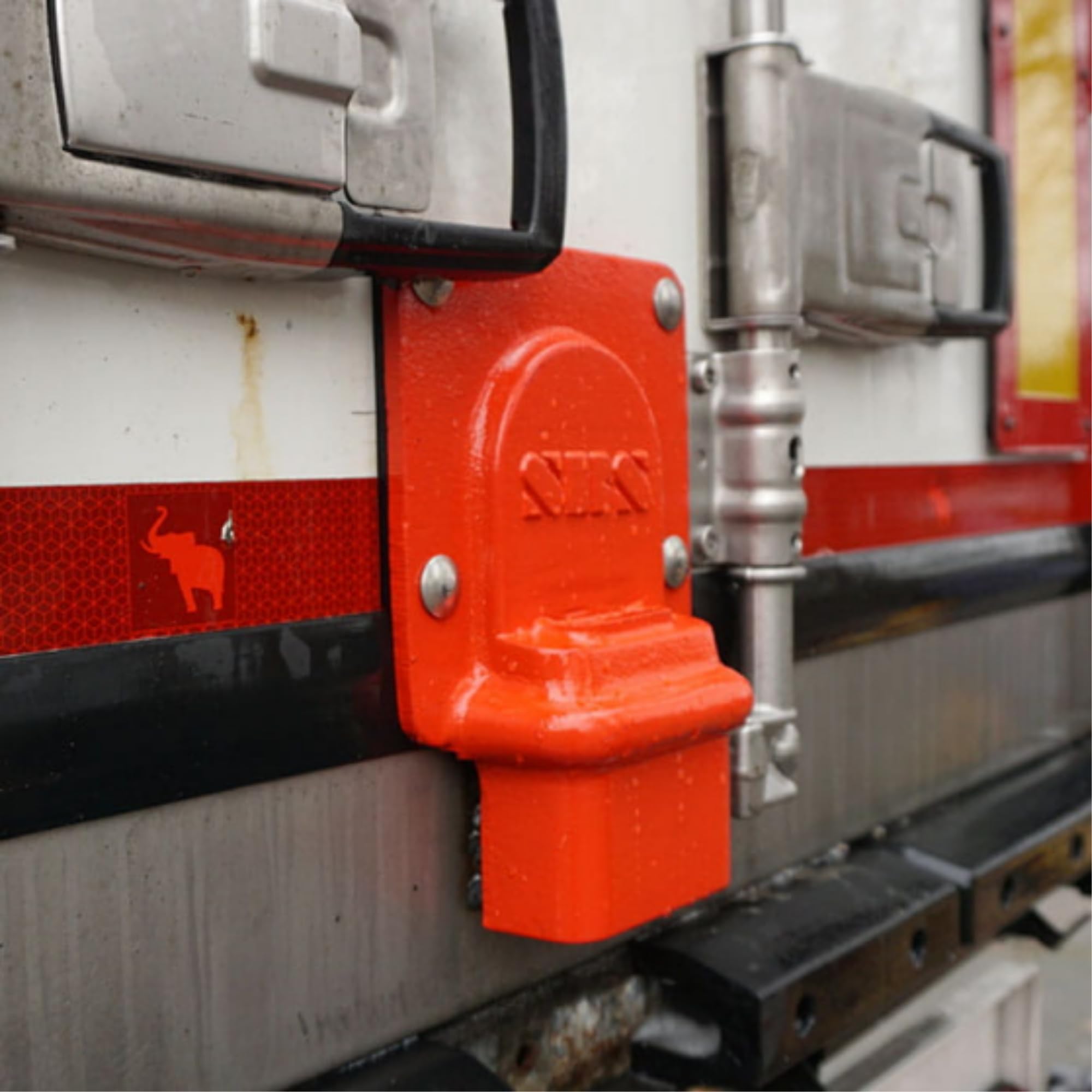 PVS, Zabezp. BDL SCHMITZ, Kłódka ABLOY PL358, Do naczep/chłodni, Czerwona