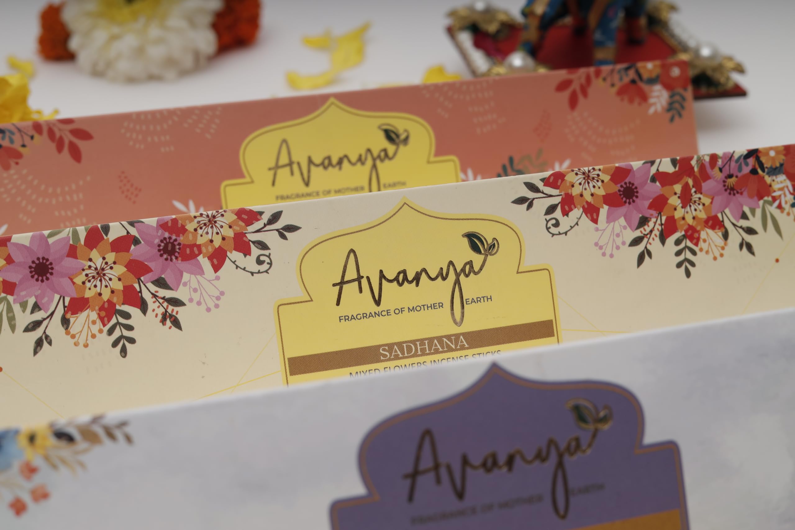 Avanya Fragrance of Mother Earth Incense Sticks | Prarthna and Sadhana Flavours Mixed Sacred Temple Flowers Agarbatti (Combo of 2)
