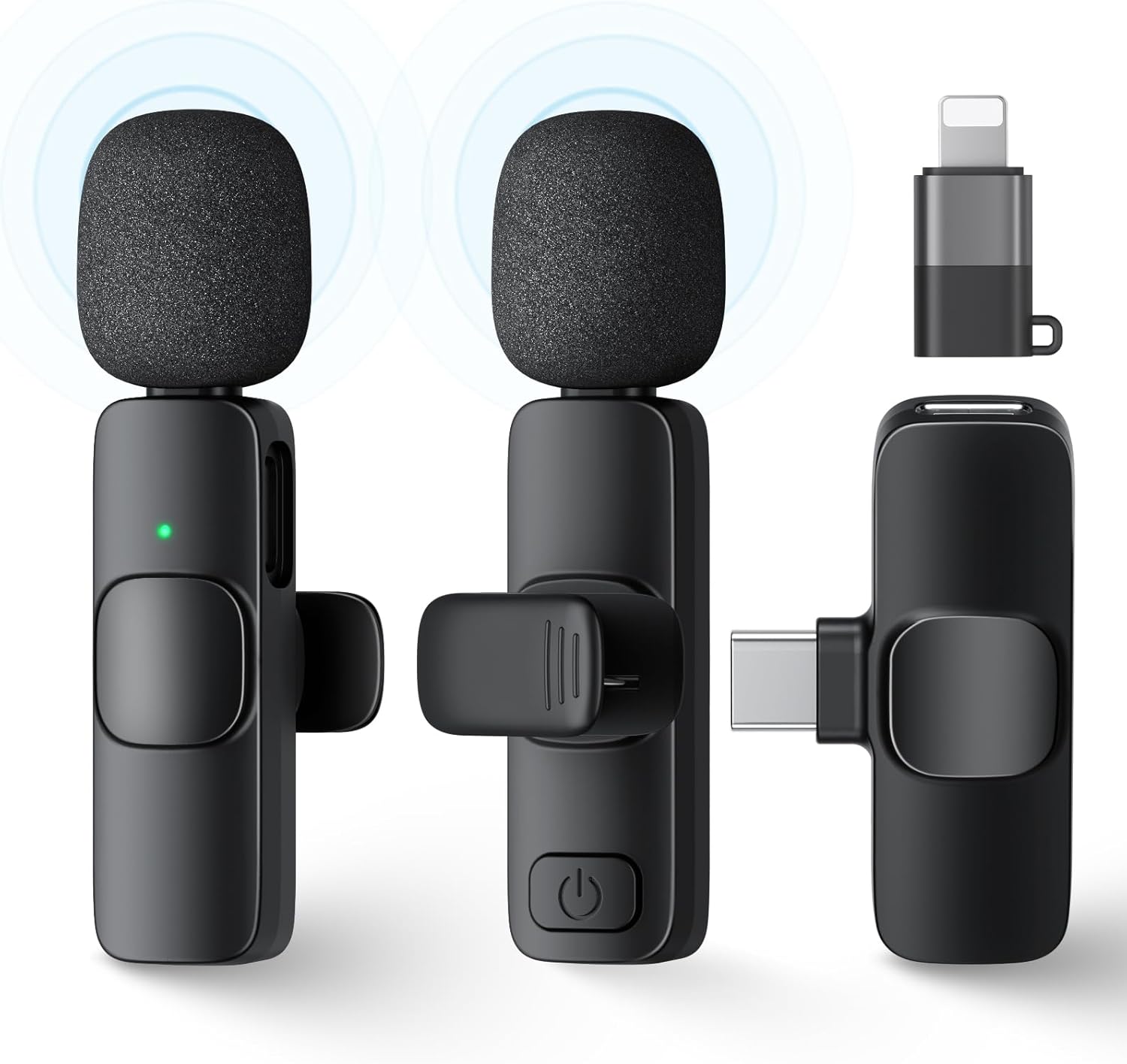 2 Pack Wireless Lavalier Microphone for iPhone,iPad,Android Phone, Mini Microphone Plug-Play Noise Reduction Wireless Mic, Clip on Lapel Mic for Video Recording Vlog YouTube Tiktok Interview Podcast