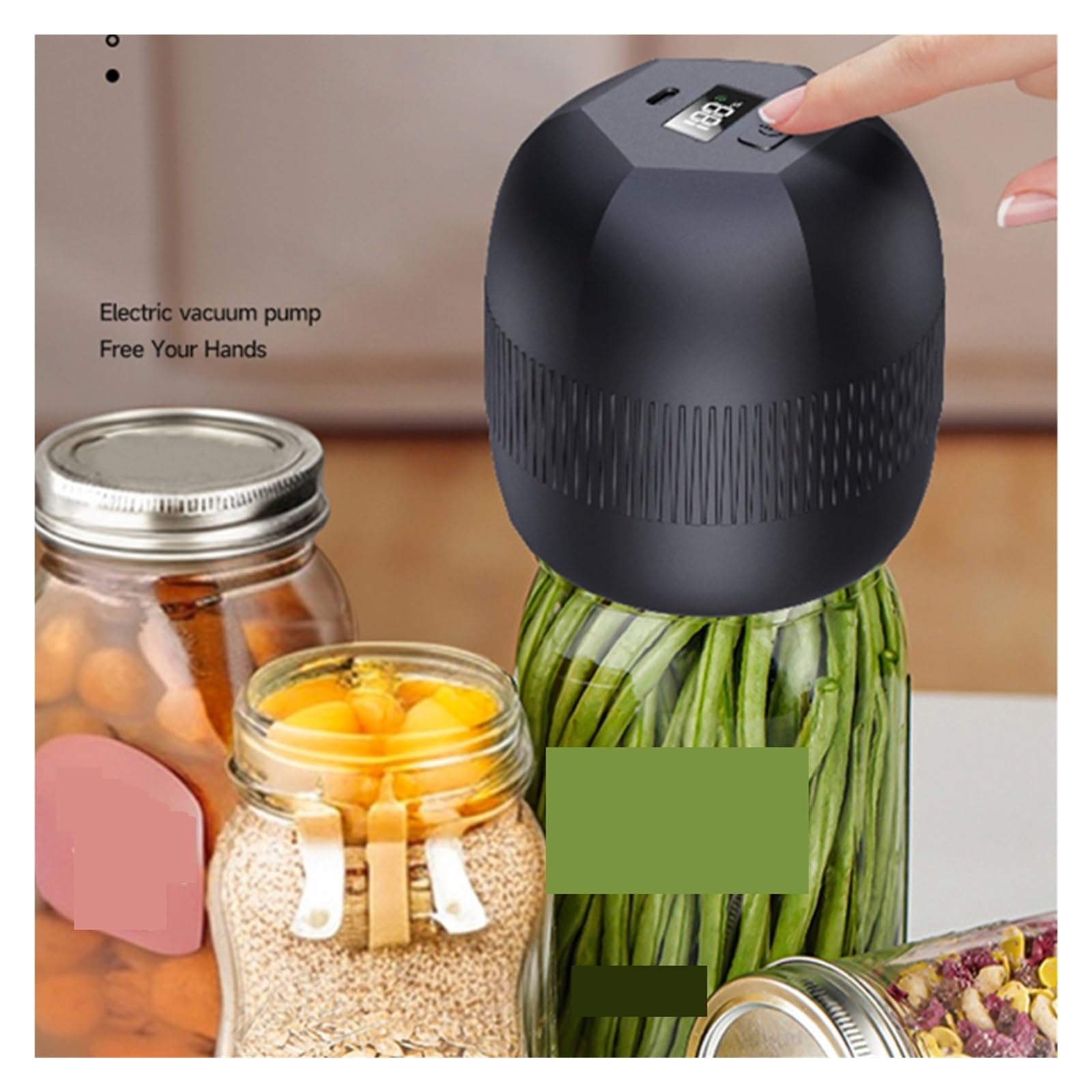 Kit De 2 Selladores Al Vacío Eléctricos Automáticos For Tarros Cocina (máquina Bombeo Con Tapas) For Conservación Alimentos Buen Efecto De Sellado(Khaki)