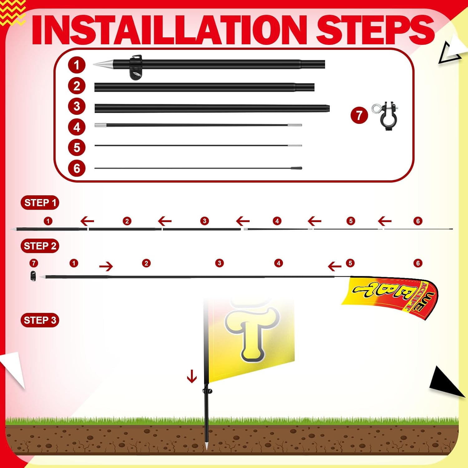 2 Pcs We Accept EBT Advertising Swooper Flag Banner 8.2ft Feather Flags with Pole Advertising Feather Banners Sign for Business Store - Image 4