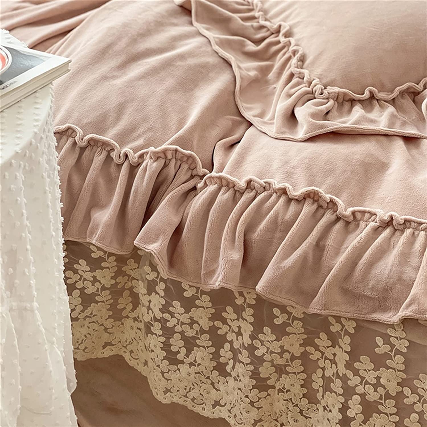 Amazon.co.jp: 布団カバーセット 4ピース ピンク フリル布団カバー