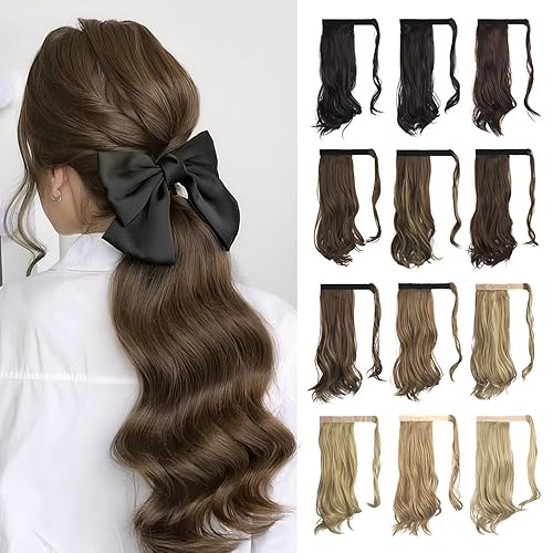 Miniatura 17 de SOFEIYAN - Extensión de cola de caballo rizada de 15 pulgadas, pelo sintético resistente al calor, ondulado natural, pieza de cabello para envolver