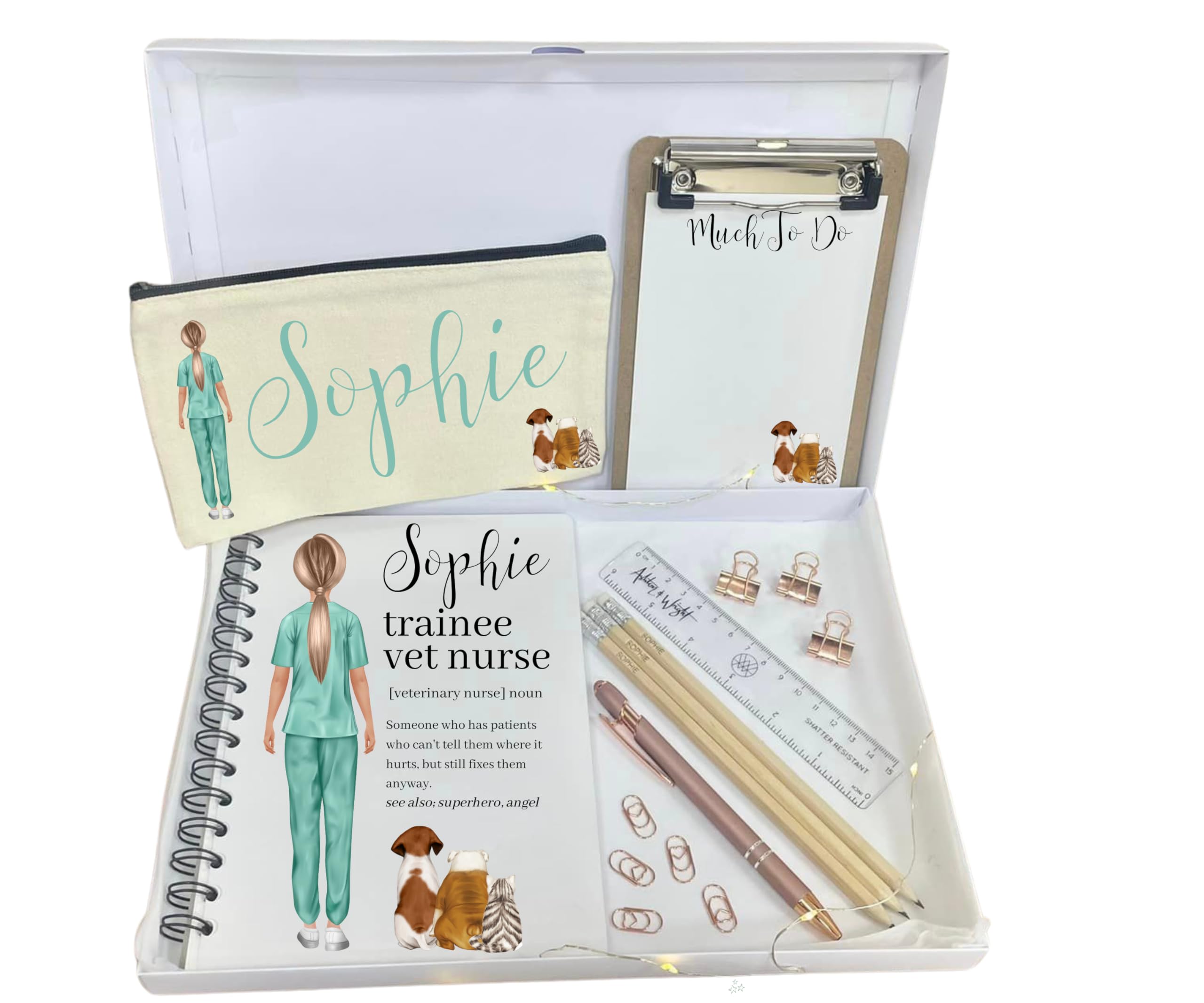 Student Vet Nurse Gifts, Student Vet Nurse Notebook, Student Veterinary Nurse Gifts, Vet Nurse Student. Personalised Stationery Set for Vet Nurse.