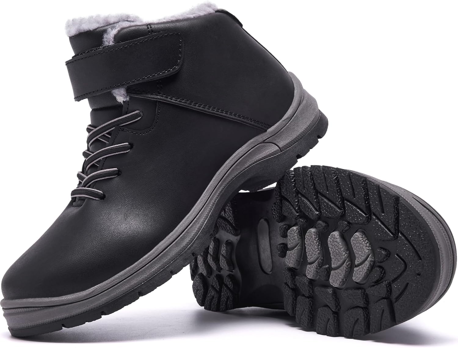 Boys Snow Boots Warm Fur Lined Non Slip Winter Shoes Lightweight Water Resistant Hiking Boot