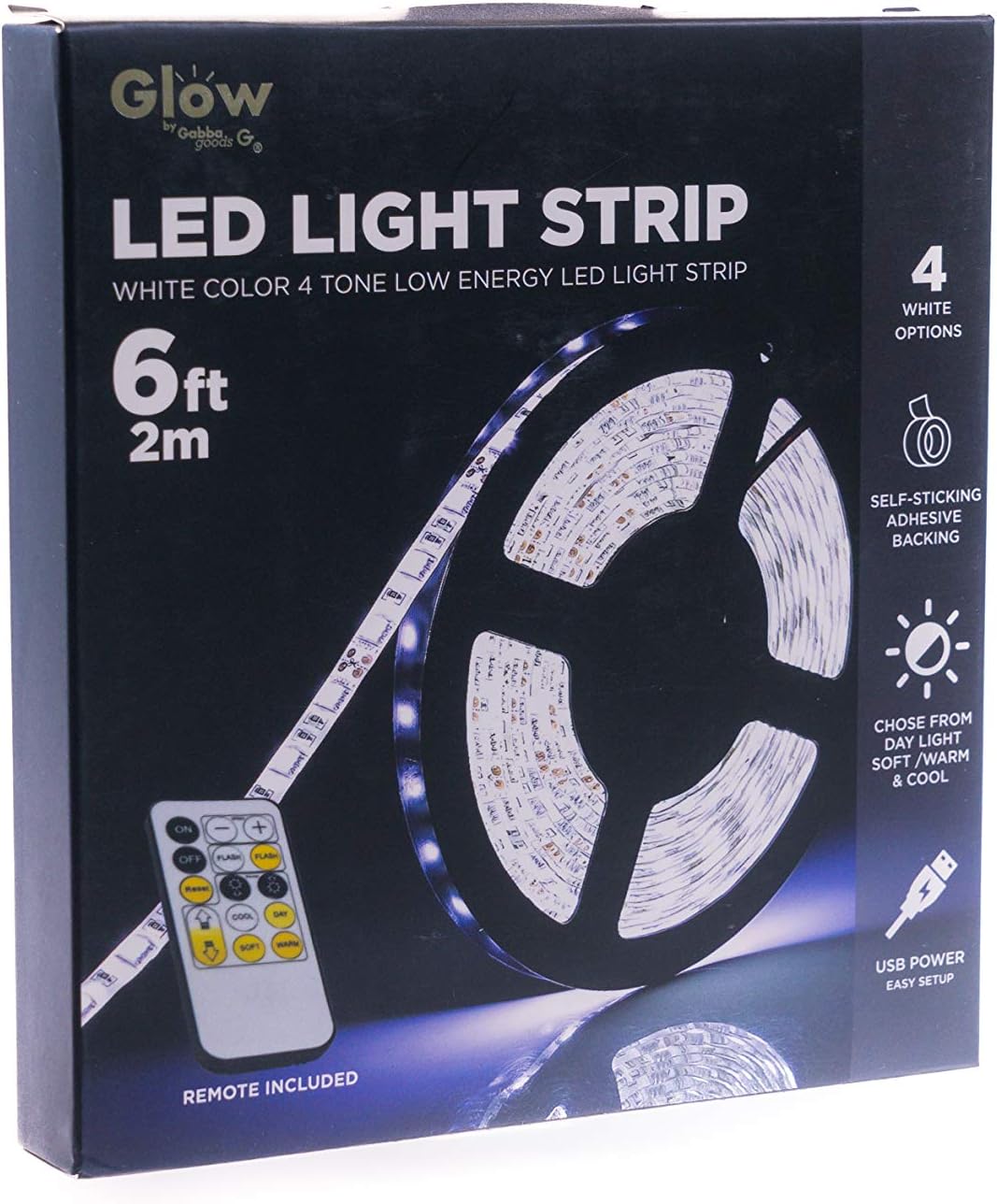 Gabba Goods Glow LED Strip Lights for Bedroom Kitchen DIY