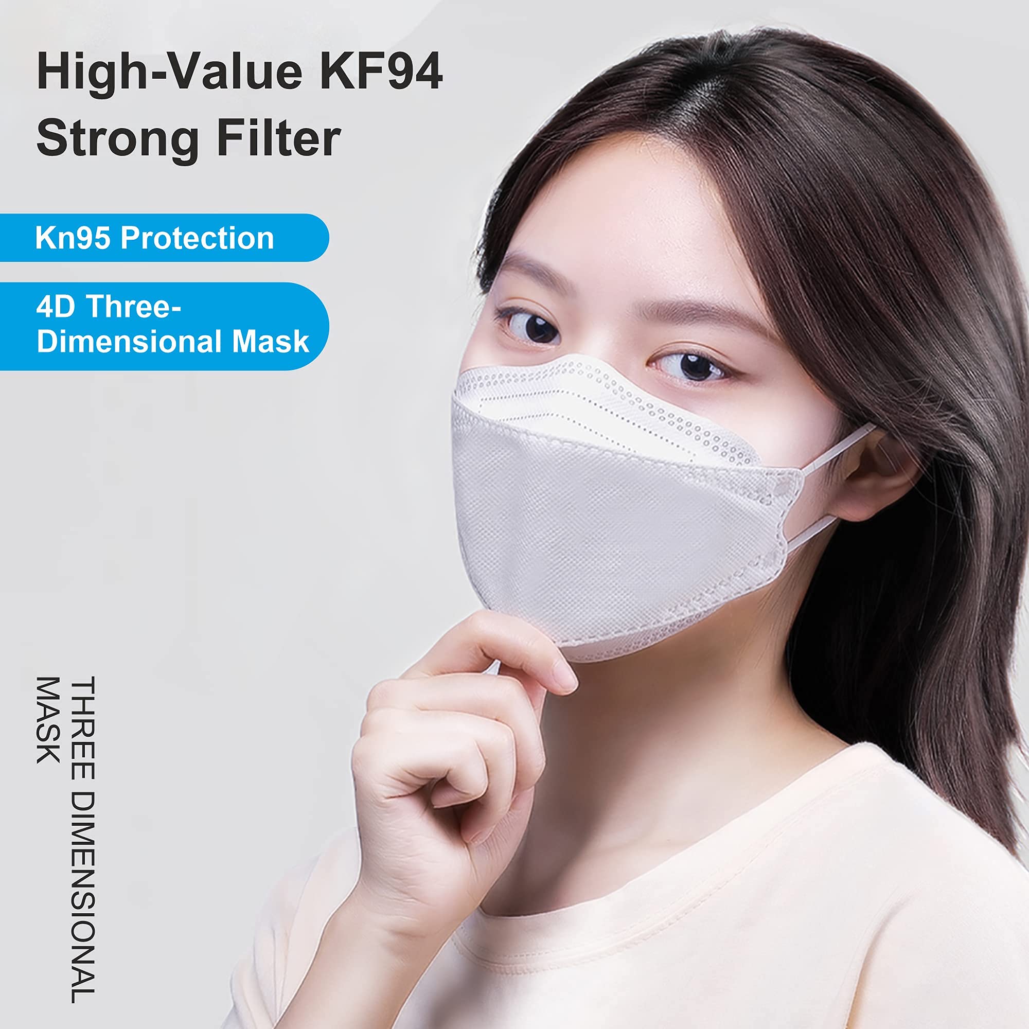 Wowobjects® 4 Layer High Filtration KF94 gives N95* Level protection Mask Korean Designed Mask for face Anti Pollution and protective Premium Face mask (for men and women) | White | Pack of 10 2